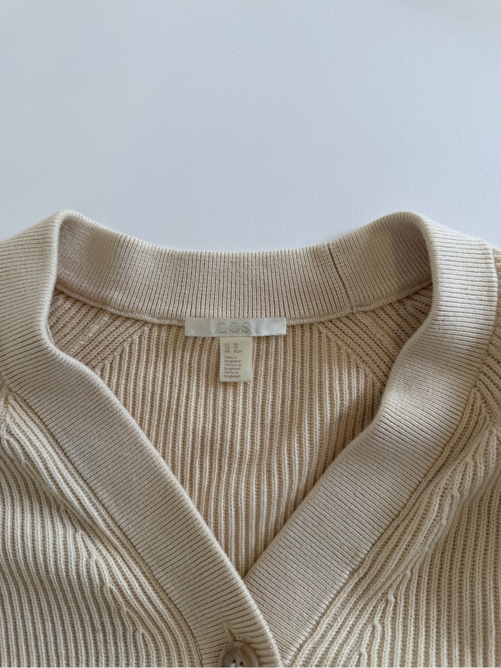 COS Cream Ribbed Cardigan - Picture 2 of 2